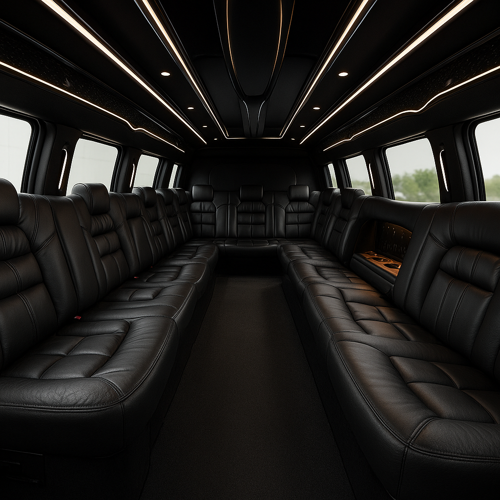 18 Passenger Party Bus interior