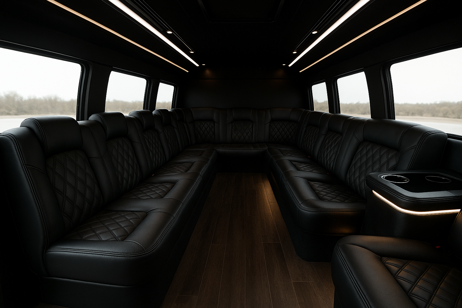 20 Passenger Party Bus interior
