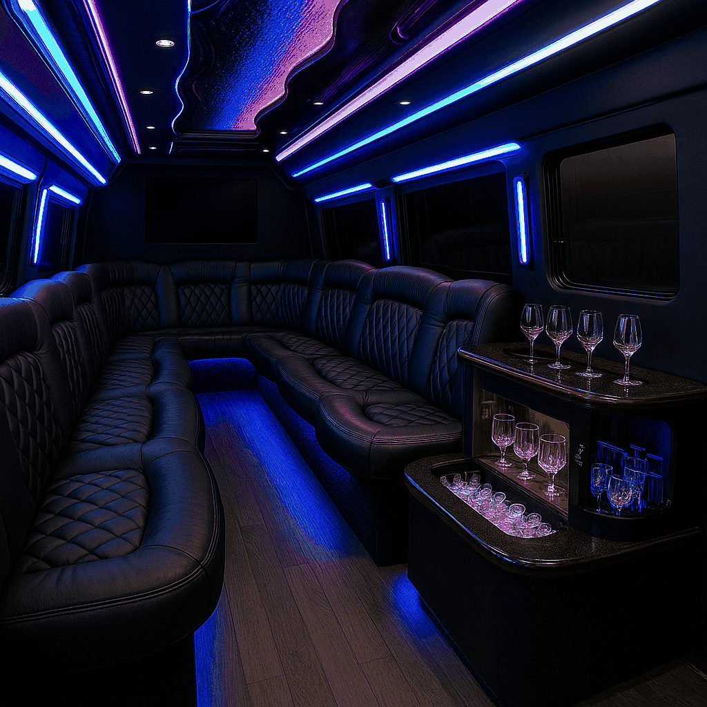 30 Passenger Party Bus interior