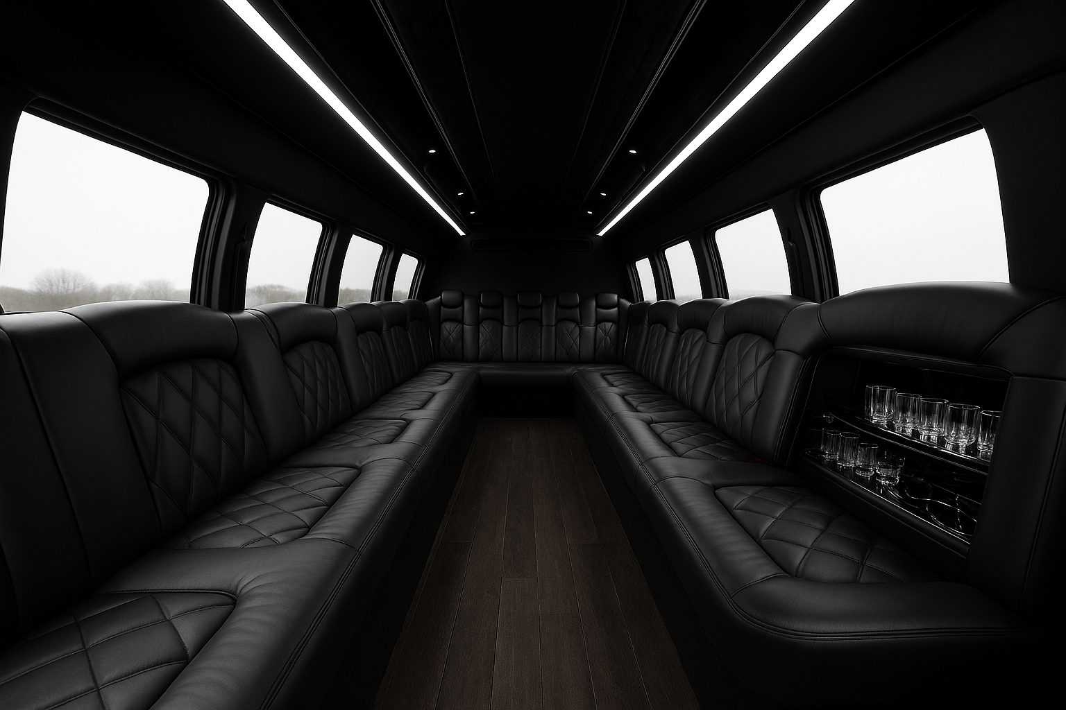 22 Passenger Party Bus interior
